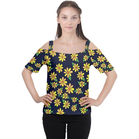 Daisy Flower Pattern For Summer Women s Cutout Shoulder Tee by BubbSnugg