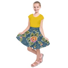 Floral Fantsy Pattern Kids  Short Sleeve Dress by DanaeStudio