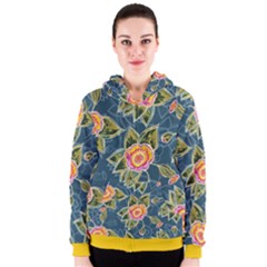 Floral Fantsy Pattern Women s Zipper Hoodie by DanaeStudio