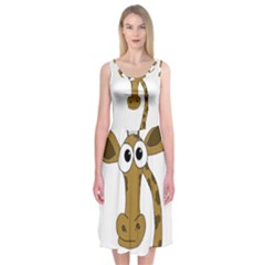 Giraffe  Midi Sleeveless Dress by Valentinaart