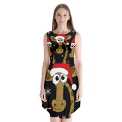 Christmas Giraffe Sleeveless Chiffon Dress  