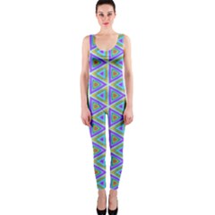 Colorful Retro Geometric Pattern Onepiece Catsuit by DanaeStudio