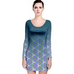 Ombre Retro Geometric Pattern Long Sleeve Velvet Bodycon Dress by DanaeStudio