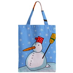 Snowman Zipper Classic Tote Bag by Valentinaart