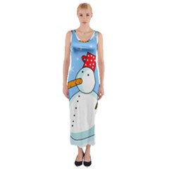 Snowman Fitted Maxi Dress by Valentinaart