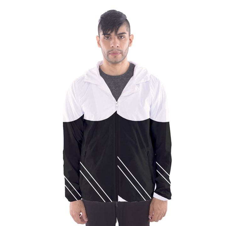 White and black abstraction Hooded Wind Breaker (Men)