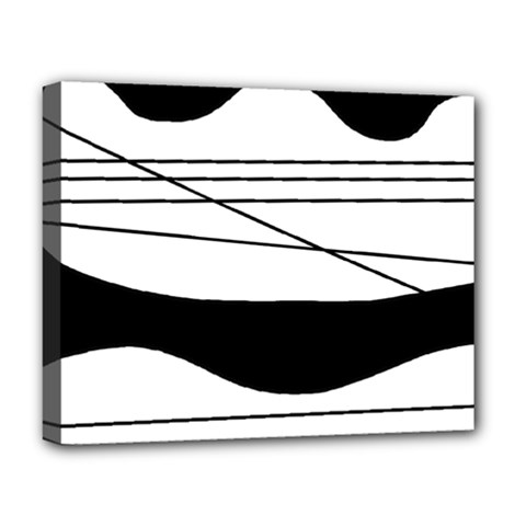 White and black waves Deluxe Canvas 20  x 16  