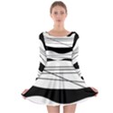 White and black waves Long Sleeve Skater Dress View1