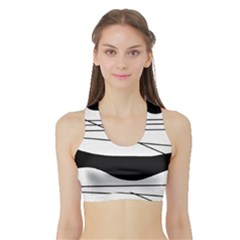 White And Black Waves Sports Bra With Border by Valentinaart