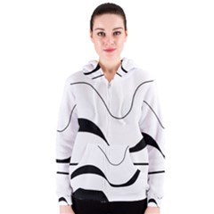 Waves - Black And White Women s Zipper Hoodie by Valentinaart