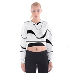Waves - Black And White Women s Cropped Sweatshirt by Valentinaart