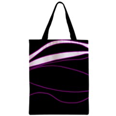 Purple, White And Black Lines Zipper Classic Tote Bag by Valentinaart