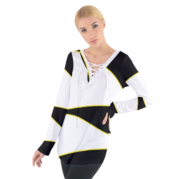 Yellow, black and white Women s Tie Up Tee