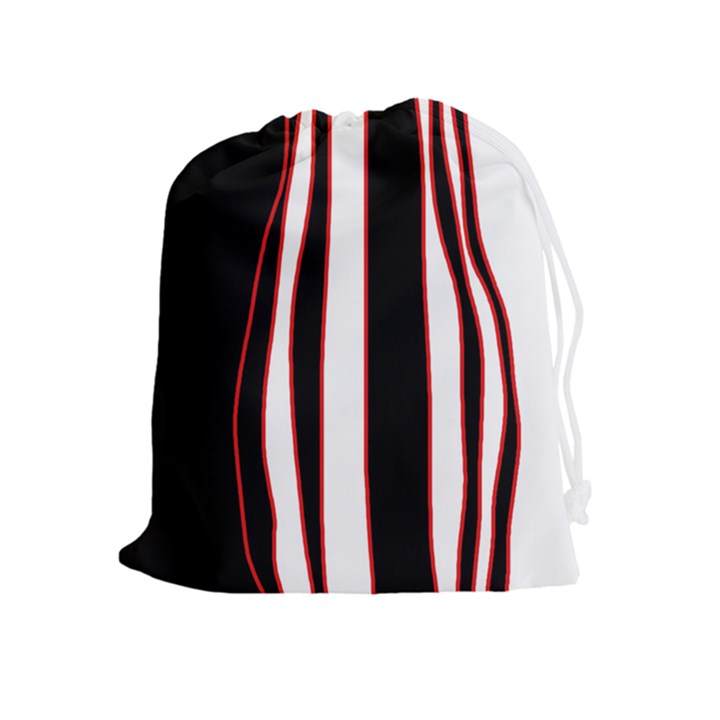 White, red and black lines Drawstring Pouches (Extra Large)