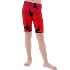 Halloween landscape Kids  Mid Length Swim Shorts