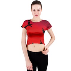 Halloween landscape Crew Neck Crop Top