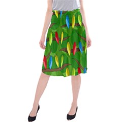 Parrots Flock Midi Beach Skirt by Valentinaart