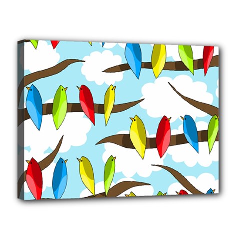 Parrots Flock Canvas 16  X 12 