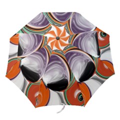 Abstract Orb In Orange, Purple, Green, And Black Folding Umbrellas by digitaldivadesigns