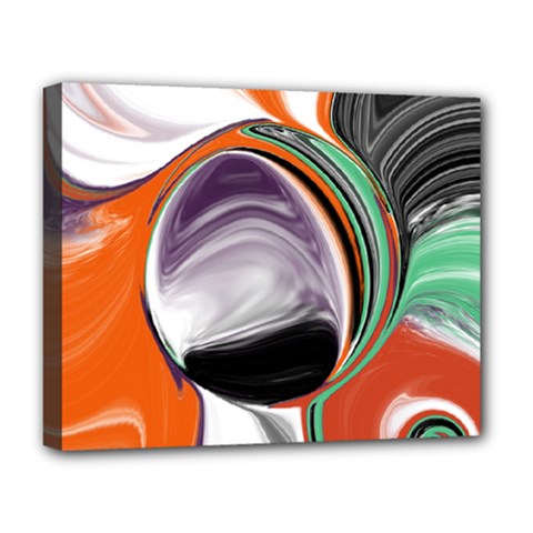 Abstract Orb In Orange, Purple, Green, And Black Deluxe Canvas 20  X 16  