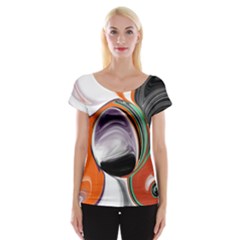 Abstract Orb In Orange, Purple, Green, And Black Women s Cap Sleeve Top