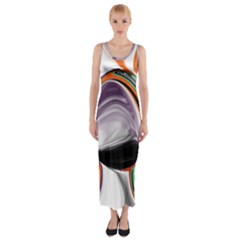 Abstract Orb In Orange, Purple, Green, And Black Fitted Maxi Dress by digitaldivadesigns
