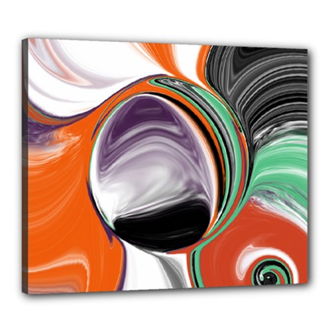 Abstract Orb In Orange, Purple, Green, And Black Canvas 24  X 20 