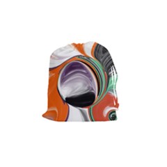 Abstract Orb In Orange, Purple, Green, And Black Drawstring Pouches (small)  by digitaldivadesigns