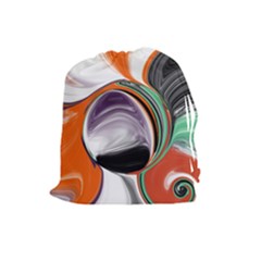 Abstract Orb In Orange, Purple, Green, And Black Drawstring Pouches (large) 