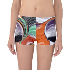 Abstract Orb In Orange, Purple, Green, And Black Reversible Boyleg Bikini Bottoms