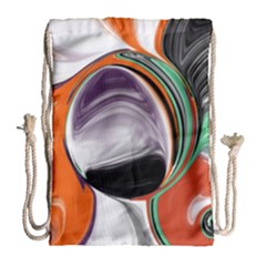 Abstract Orb In Orange, Purple, Green, And Black Drawstring Bag (large)