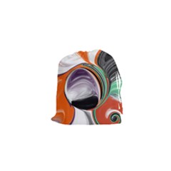 Abstract Orb In Orange, Purple, Green, And Black Drawstring Pouches (xs) 