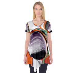 Abstract Orb In Orange, Purple, Green, And Black Short Sleeve Tunic 