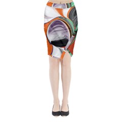 Abstract Orb In Orange, Purple, Green, And Black Midi Wrap Pencil Skirt by digitaldivadesigns