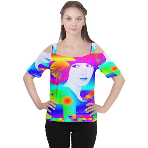 Abstract Color Dream Women s Cutout Shoulder Tee by icarusismartdesigns
