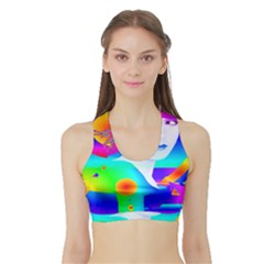 Abstract Color Dream Sports Bra With Border by icarusismartdesigns