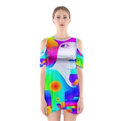 Abstract Color Dream Cutout Shoulder Dress