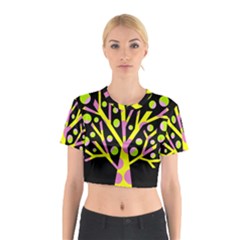 Simple Colorful Tree Cotton Crop Top by Valentinaart