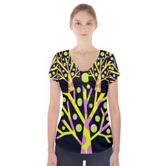 Simple Colorful Tree Short Sleeve Front Detail Top by Valentinaart