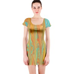 Beautiful Abstract In Orange, Aqua, Gold Short Sleeve Bodycon Dress by digitaldivadesigns