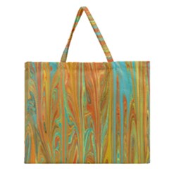 Beautiful Abstract In Orange, Aqua, Gold Zipper Large Tote Bag by digitaldivadesigns