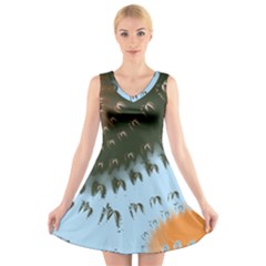 Sunraypil V-neck Sleeveless Skater Dress