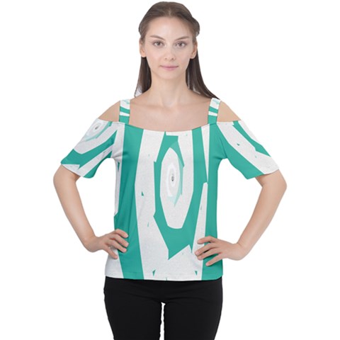 Aqua Blue And White Swirl Design Women s Cutout Shoulder Tee by digitaldivadesigns