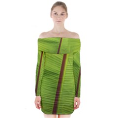 Ensete Leaf Long Sleeve Off Shoulder Dress by picsaspassion