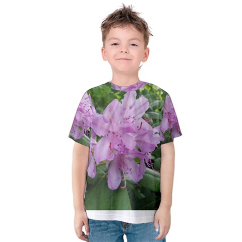 Purple Rhododendron Flower Kids  Cotton Tee by picsaspassion