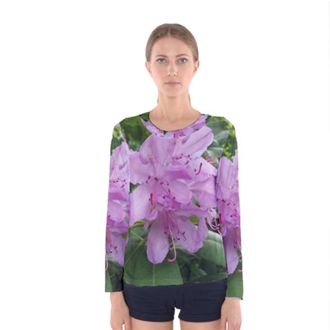 Purple Rhododendron Flower Women s Long Sleeve Tee by picsaspassion