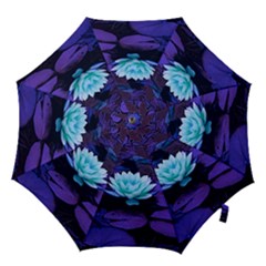 Lotus Flower Magical Colors Purple Blue Turquoise Hook Handle Umbrellas (large) by yoursparklingshop