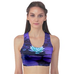 Lotus Flower Magical Colors Purple Blue Turquoise Sports Bra by yoursparklingshop