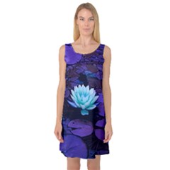 Lotus Flower Magical Colors Purple Blue Turquoise Sleeveless Satin Nightdress by yoursparklingshop