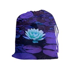 Lotus Flower Magical Colors Purple Blue Turquoise Drawstring Pouches (extra Large) by yoursparklingshop